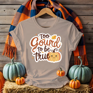Funny unisex Halloween t-shirt featuring meme-style graphics with pumpkins, ghosts, and sarcastic text, displayed flat with spooky décor (1)