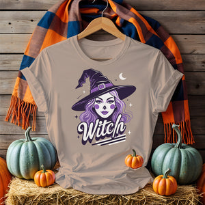 Funny witch meme t-shirt for Halloween with bold sarcastic text, pointy witch hat, bats, and spooky vibe printed on a soft black unisex shirt