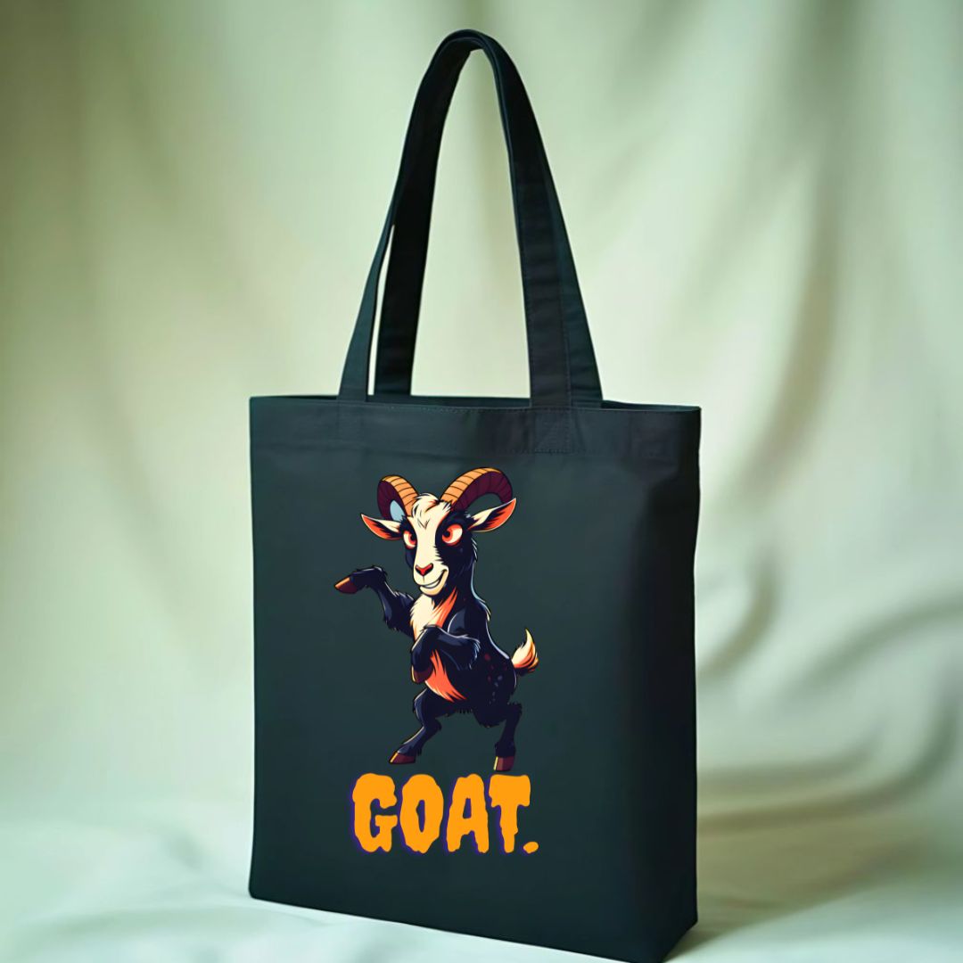 GOAT Tote Bag with minimalist greatest of all time design