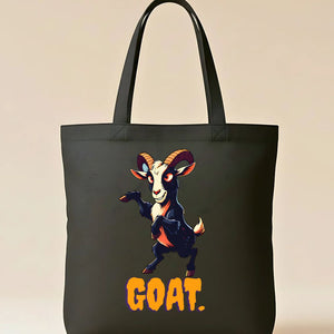 GOAT Tote Bag with minimalist greatest of all time design