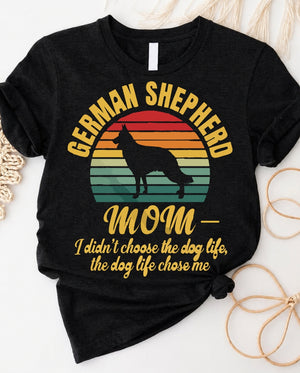 German shepherd mom t-shirt with proud dog mom message and GSD design
