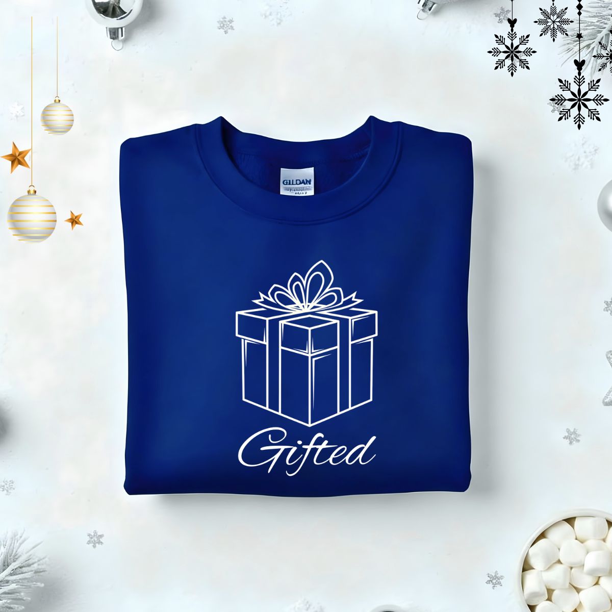 Gifted Typographical Embroidered Sweatshirt – minimalist embroidered unisex fleece pullover, soft cotton streetwear from Memez.Store