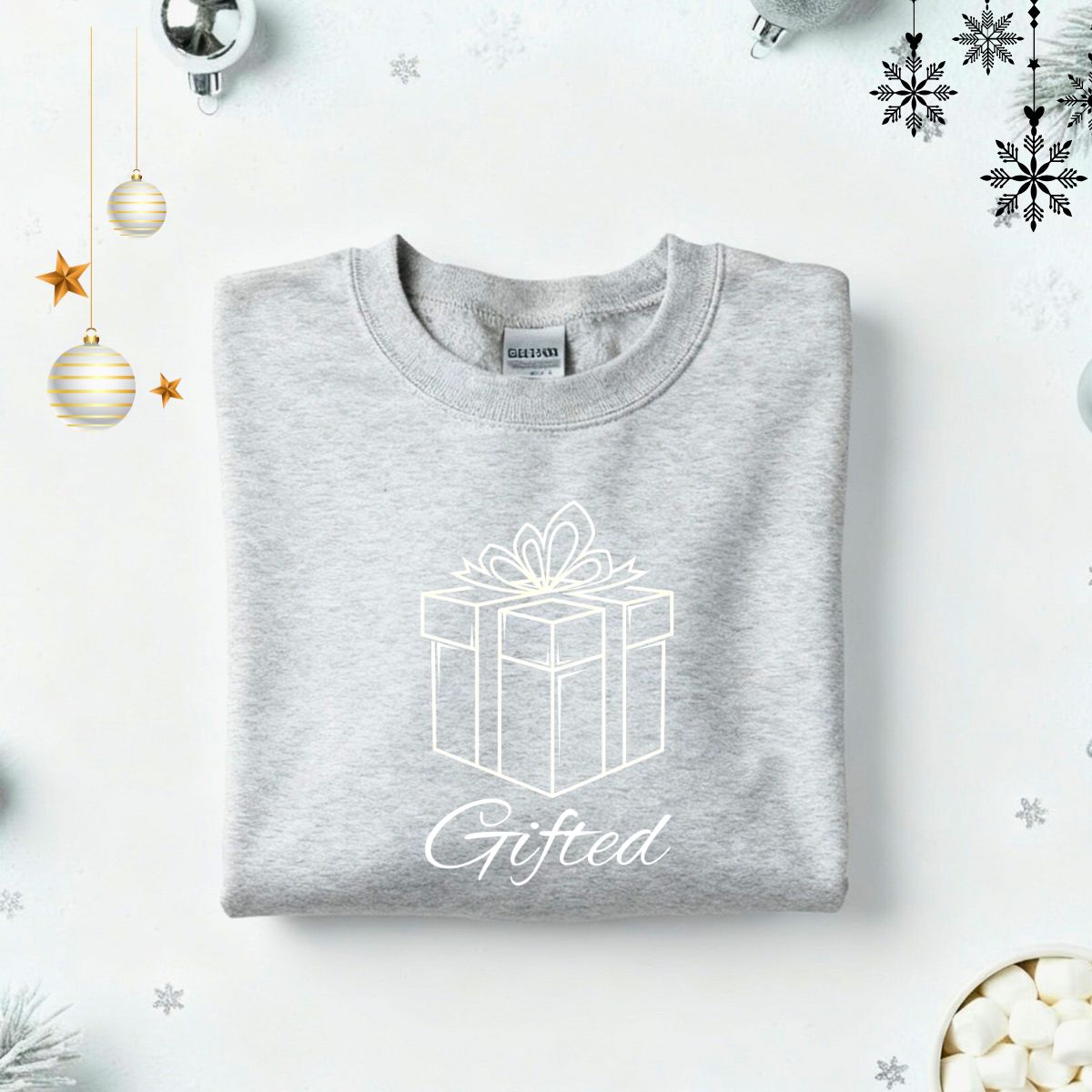 Gifted Typographical Embroidered Sweatshirt – minimalist embroidered unisex fleece pullover, soft cotton streetwear from Memez.Store