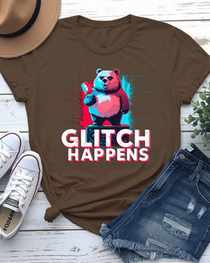 Glitch Happens EDM Tricolor Funny Meme Tee by Memez Store