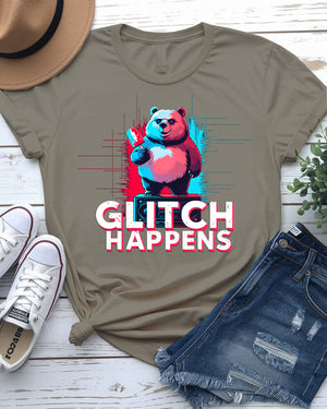 Glitch Happens EDM Tricolor Funny Meme Tee by Memez Store