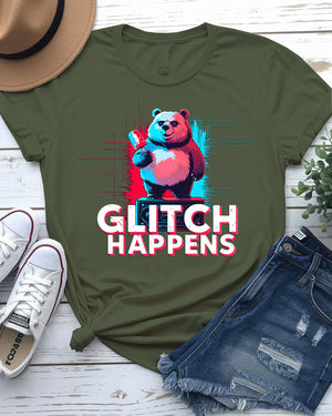 Glitch Happens EDM Tricolor Funny Meme Tee by Memez Store