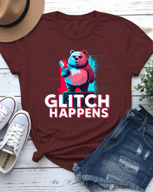 Glitch Happens EDM Tricolor Funny Meme Tee by Memez Store