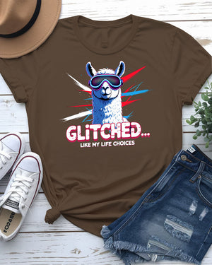 Glitched Like My Life Choices Funny EDM Tricolor Tee by Memez Store