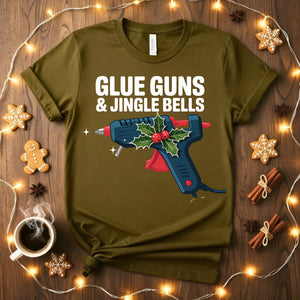 Glue Guns and Jingle Bells funny crafting Christmas t-shirt
