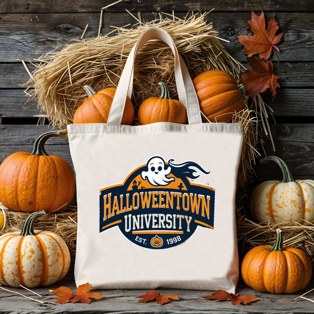 Halloween University Tote Bag spooky meme design