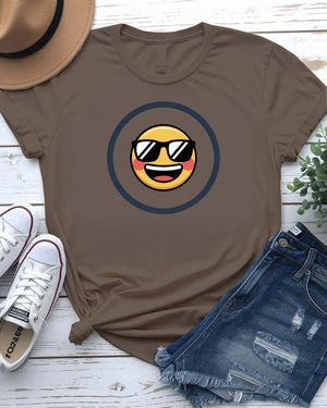 “Happy emoji face on bright yellow t-shirt – Memez Store”
