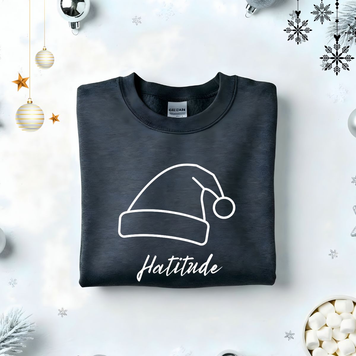 Hatitude Typographical Embroidered Sweatshirt – sassy hat lover sweatshirt with minimalist embroidered text, soft unisex fleece pullover from Memez.Store, perfect for cap culture and fashion enthusiasts.