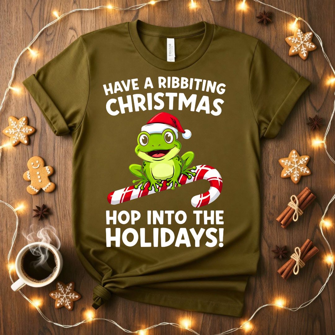 Have A Ribbiting funny frog pun animal meme t-shirt