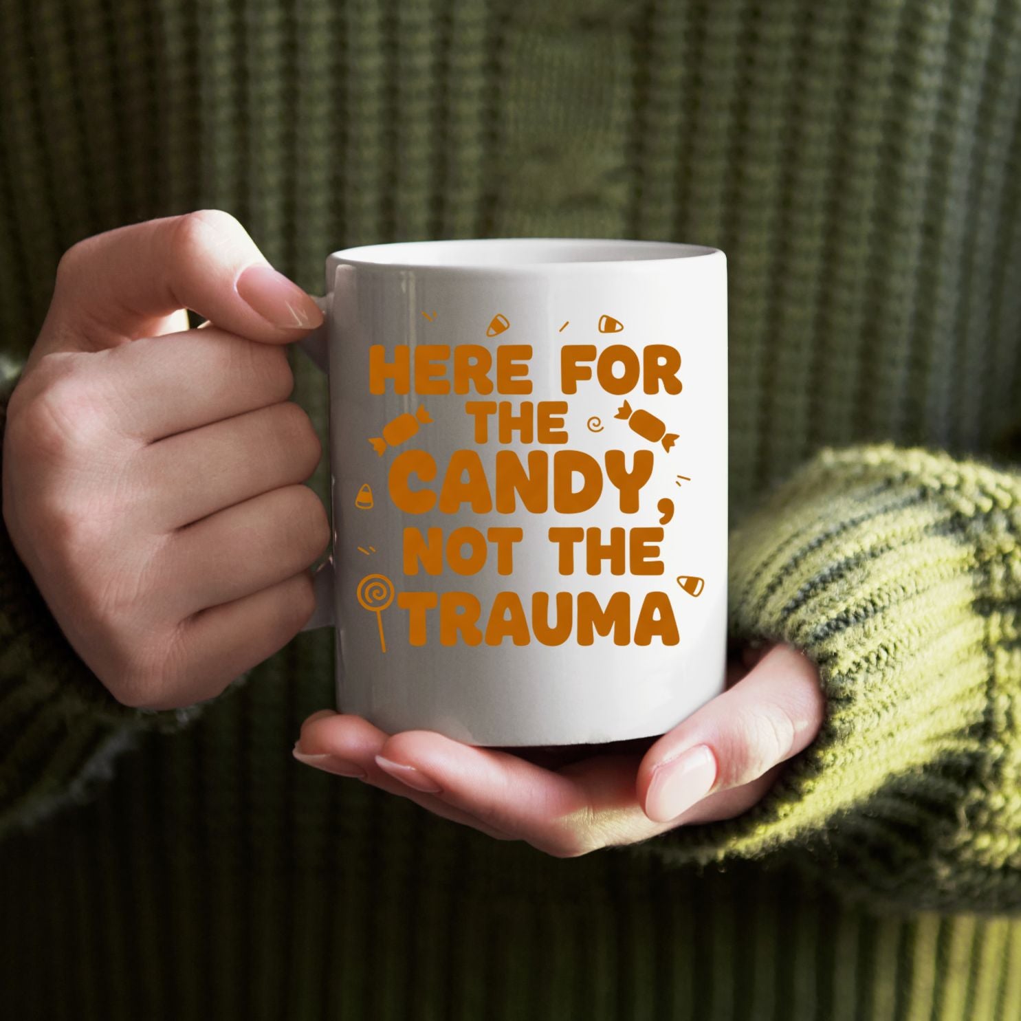 Here For Candy Meme Mug funny dark humor ceramic coffee cup
