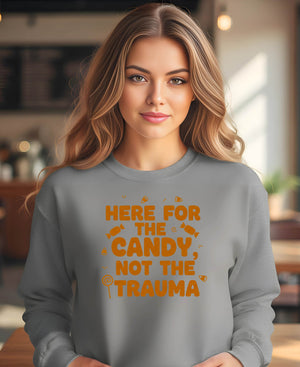 Funny Halloween sweatshirt with sarcastic candy design
