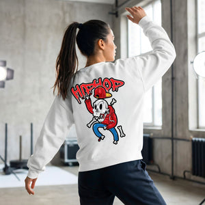 Hip hop skull streetwear crewneck sweatshirt front view