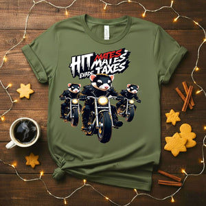Hit Mates Evade Taxes Funny T-Shirt with gaming parody text