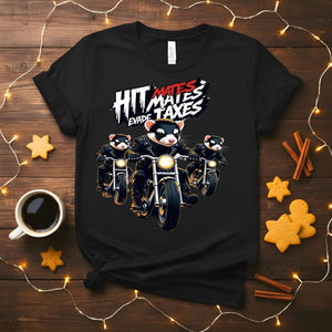 Hit Mates Evade Taxes Funny T-Shirt with gaming parody text