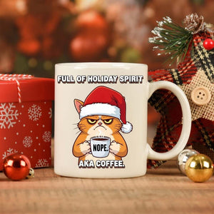Holiday Spirit Ceramic Mug β funny Christmas coffee mug with festive meme design by Memez.Store.β