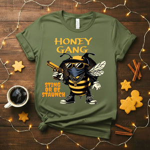 Honey Gang Animal Meme T-Shirt featuring a bear, bee, and fox