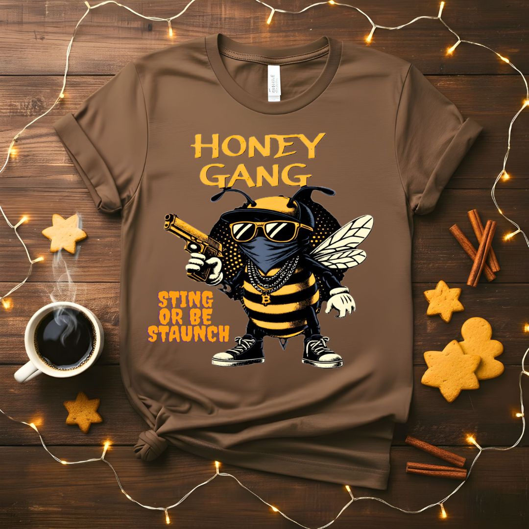 Honey Gang Animal Meme T-Shirt featuring a bear, bee, and fox