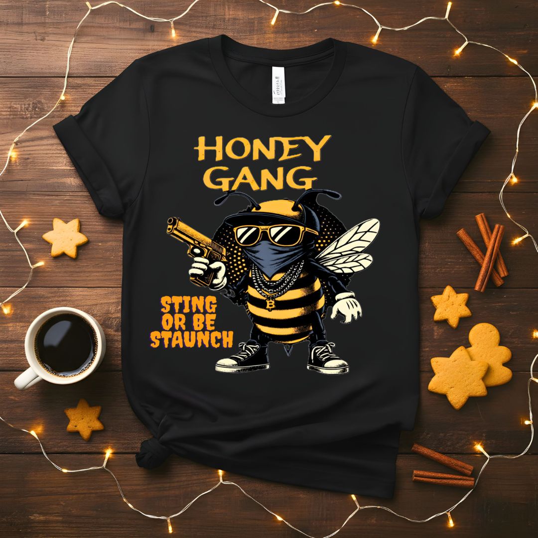 Honey Gang Animal Meme T-Shirt featuring a bear, bee, and fox