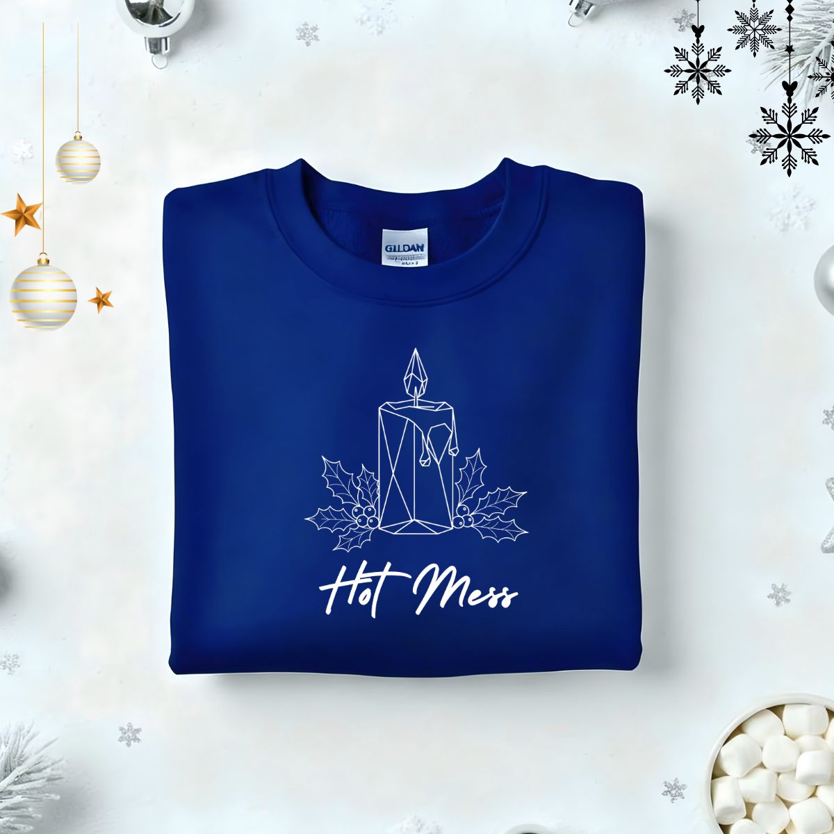 Hot Mess Typographical Embroidered Sweatshirt – funny relatable sweatshirt with minimalist embroidered text, soft unisex fleece pullover from Memez.Store, perfect for embracing beautiful chaos and authentic self-expression.