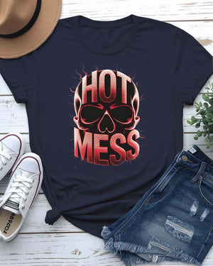 Humorous Streetwear Hot Mess Tee for Adults