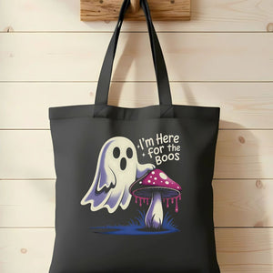I Am Here for Boo Halloween Tote Bag with Cute Ghost
