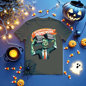 Spooky classroom funny t-shirt with meme-style text