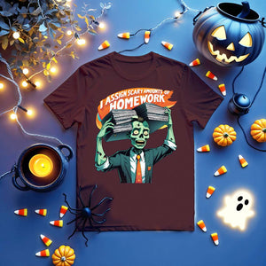 Spooky classroom funny t-shirt with meme-style text