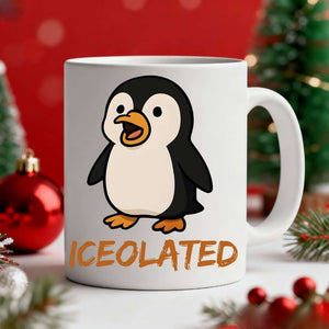 Iceolated Penguin Coffee Mug – funny penguin meme ceramic coffee cup for introverts and caffeine lovers by Memez.Store.