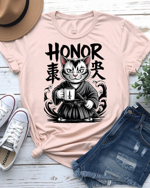Honor Cat cultural tee – breathable unisex cotton tee with anime vibes