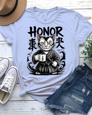 Honor Cat cultural tee – breathable unisex cotton tee with anime vibes