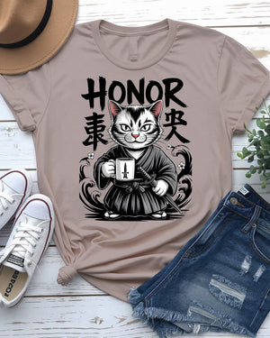 Honor Cat cultural tee – breathable unisex cotton tee with anime vibes
