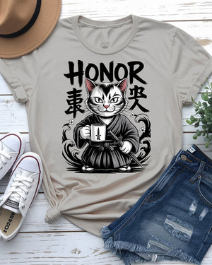 Honor Cat cultural tee – breathable unisex cotton tee with anime vibes