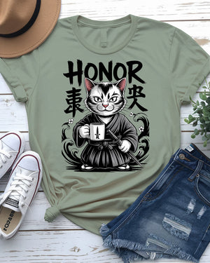 Honor Cat cultural tee – breathable unisex cotton tee with anime vibes