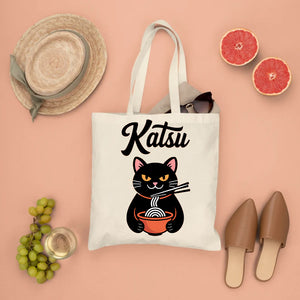 Japanese Noodles Funny Tote Bag with Cartoon Design
