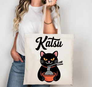 Japanese Noodles Funny Tote Bag with Cartoon Design