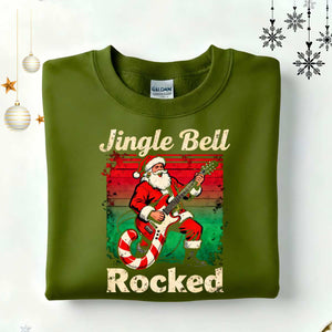 Jingle Bell Rocked Christmas Sweatshirt – funny rockstar Santa meme holiday sweatshirt for music lovers by Memez.Store