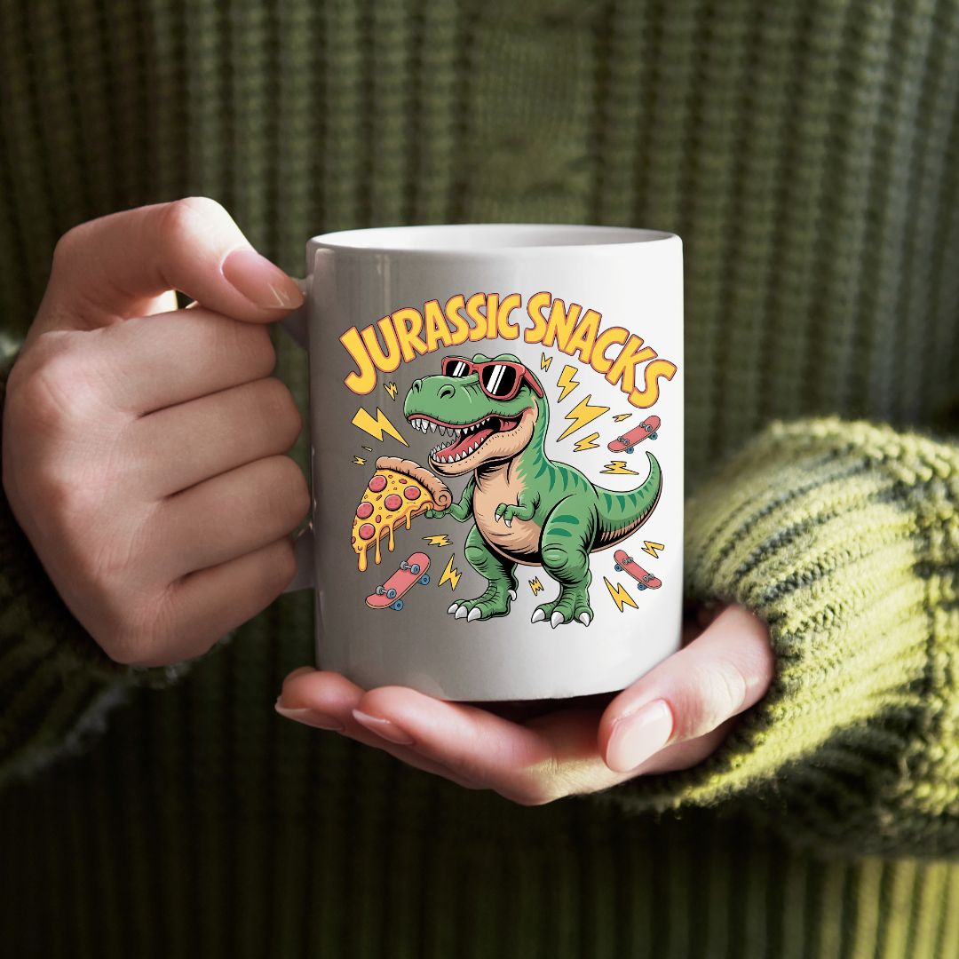 Jurassic Snacks Mug – Funny Animal Meme Coffee Cup | Memez Store