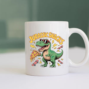 11oz and 15oz Jurassic Snacks mug for coffee lovers