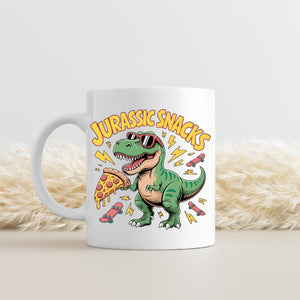 Funny dino and snack mashup coffee mug