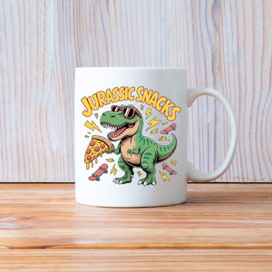 Funny dino and snack mashup coffee mug