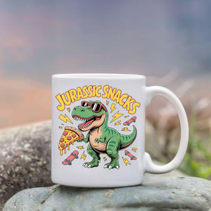 Funny dino and snack mashup coffee mug