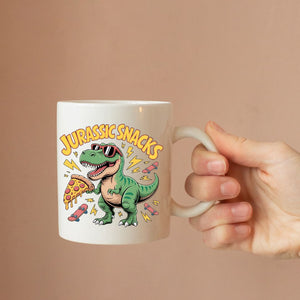 11oz and 15oz Jurassic Snacks mug for coffee lovers