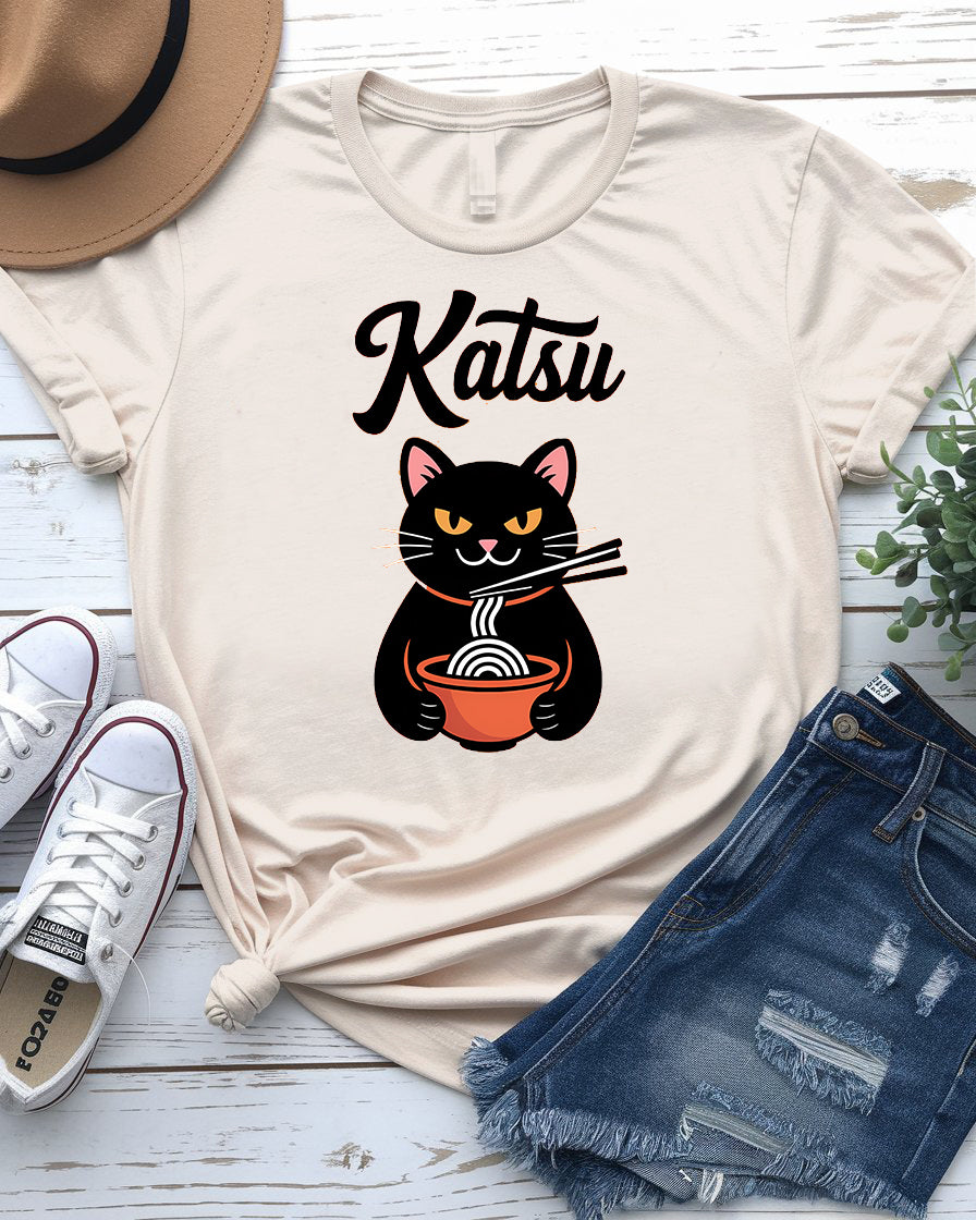 Unisex t-shirt featuring humorous Japanese noodle design