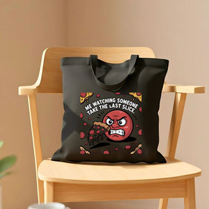 Last Slice of Pizza Meme Tote Bag Side Eyeing Chloe