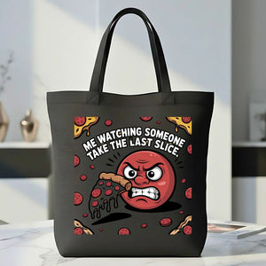 Last Slice of Pizza Meme Tote Bag Side Eyeing Chloe