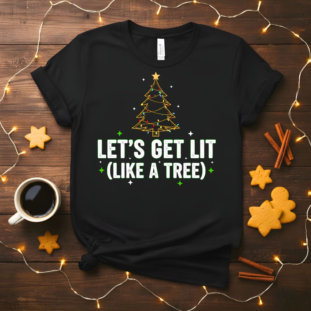 Let's Get Lit Funny Party Christmas T-Shirt